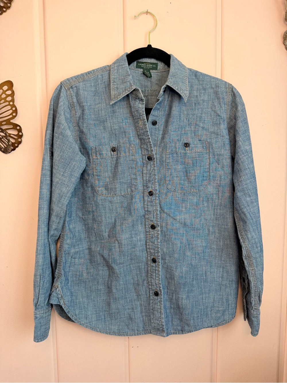 Lauren Jeans Company Light Blue Chambray shirt szPS